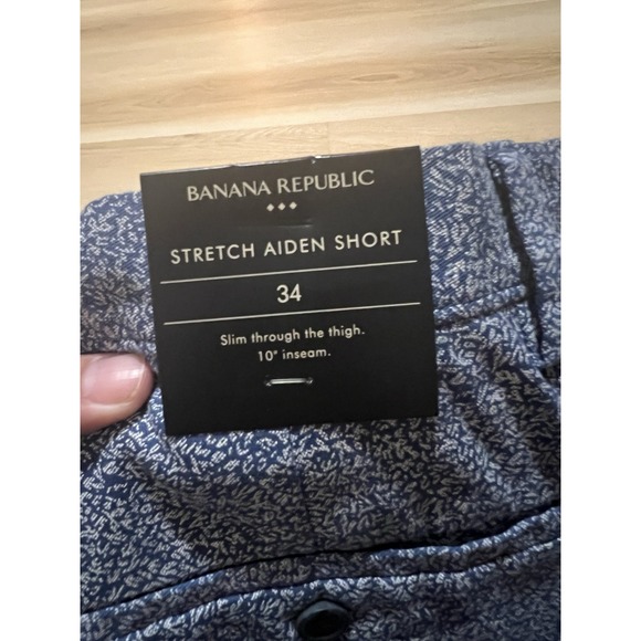 NWT Banana Republic‎ Size 34 Stretch Aiden Shorts Blue Printed 10" Shorts - Picture 8 of 8